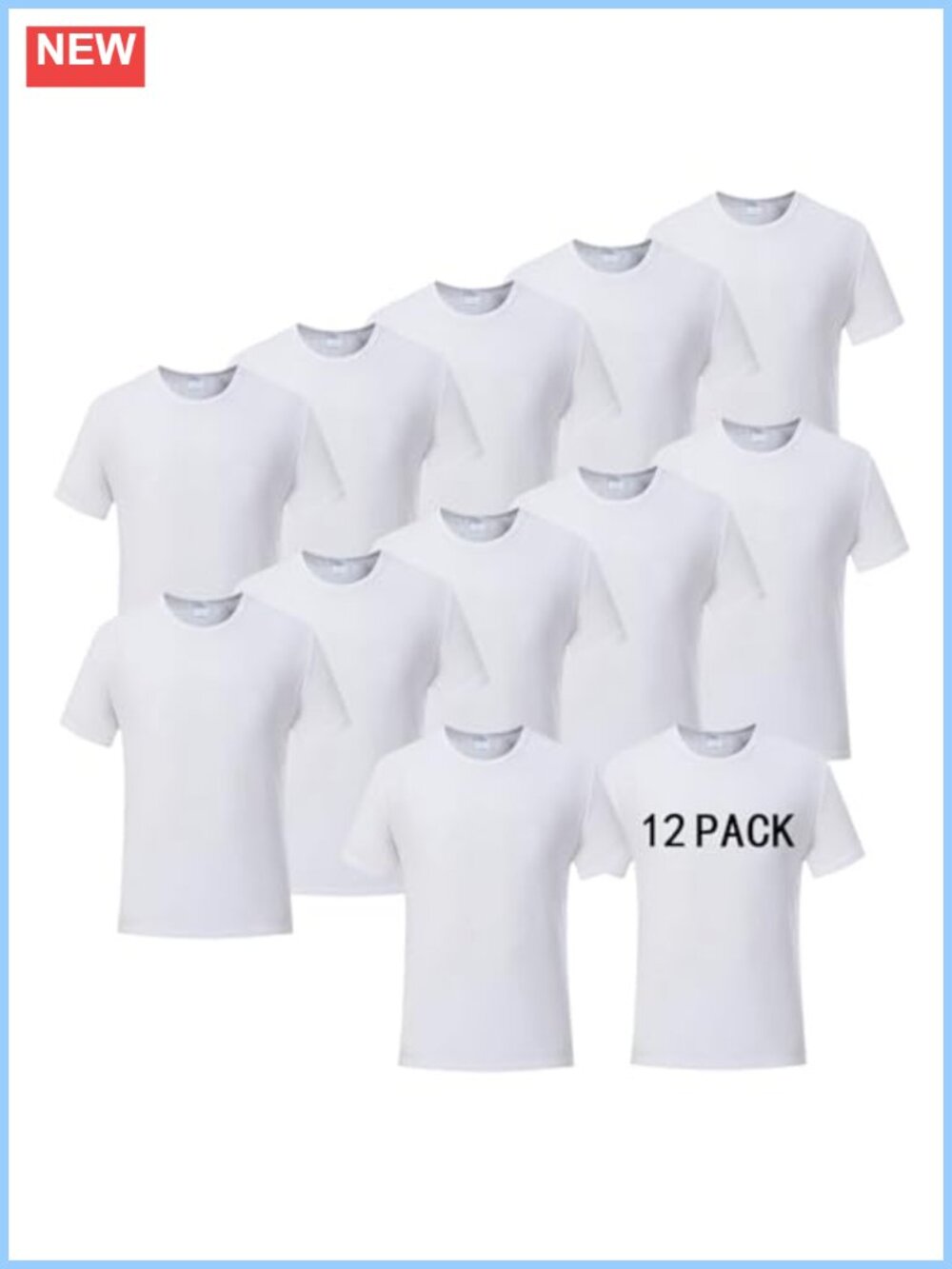 12 Pack Adult Blank T-Shirts Sublimation Ready White Polyester Crew Neck Short